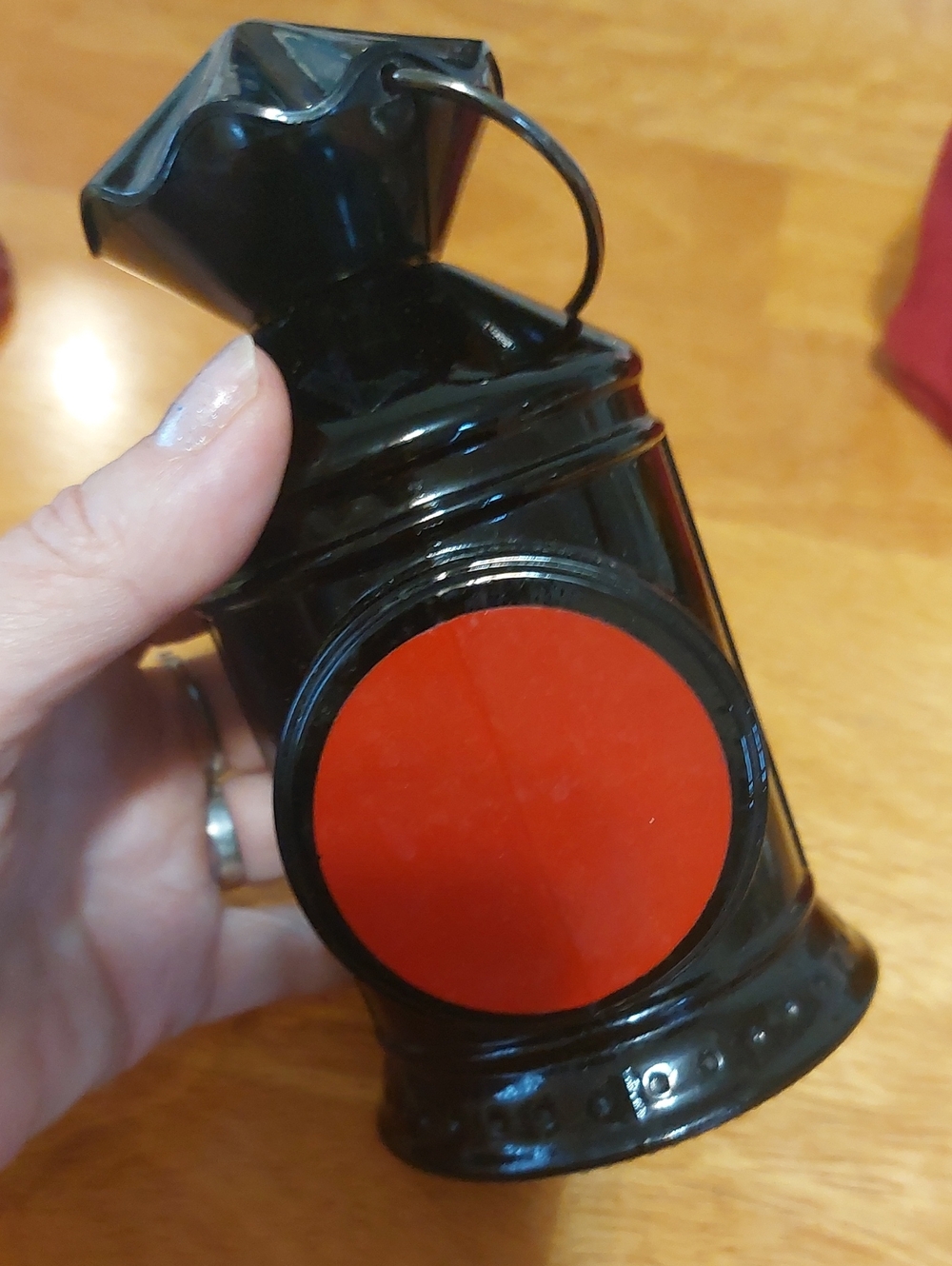 💚3/$25 Vintage 1970s Avon Captains Lantern 1864 Black Glass Bottle Empty